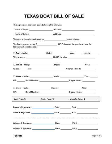 Free Texas Bill Of Sale Forms Pdf Word