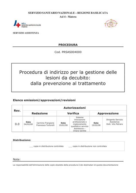 PDF Procedura Di Indirizzo Per La Gestione Delle Lesioni Da