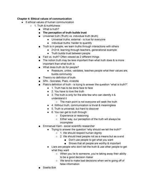 Ch 4 Ethical Values Of Communication Chapter 4 Ethical Values Of