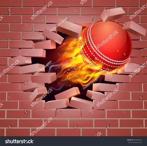 Illustration Burning Flaming Cricket Ball On Image Vectorielle De