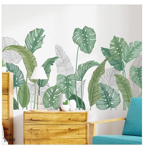 Green Plant With Banana Leaves Wall Stickers Wall Decal Nordic Ins