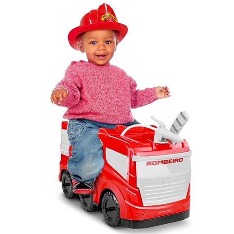 Carrinho De Bombeiros - Carrinho de Montar Bombeiros Criança até 50kg com Chapéu | Shopee Brasil