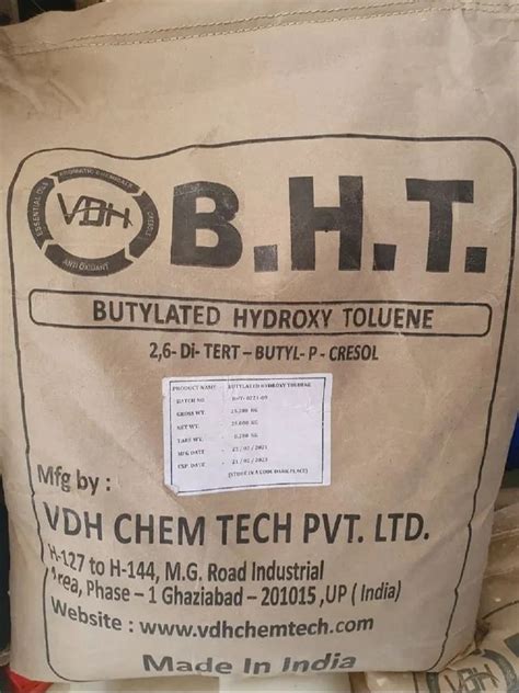 Butylated Hydroxytoluene Bht For Personal Care Ingredients 25 Kg