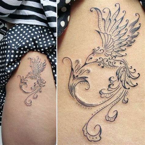 Hummingbird Tattoos On Hip