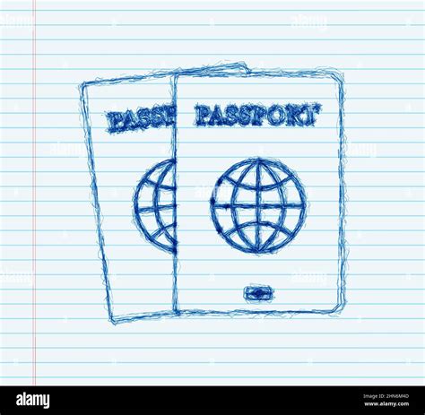 International Passport Sketch Icon Visa Document Arrival Customs