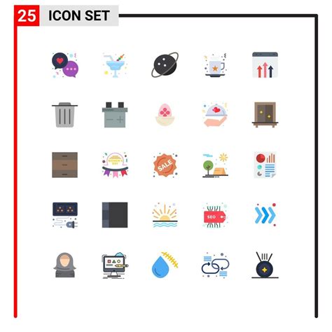 Set Of 25 Modern UI Icons Symbols Signs For Data Drink Glass Coffee