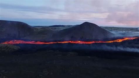 Volcano fissure vent eruption creating g... | Stock Video | Pond5