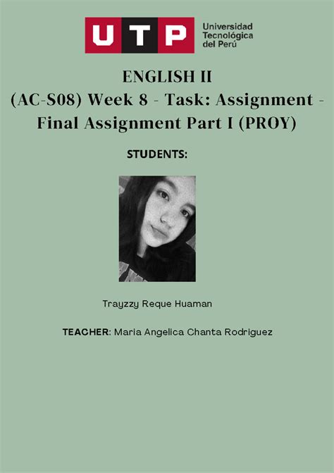 AC S08 Week 8 Task Assignment Final Assignment Part I PROY