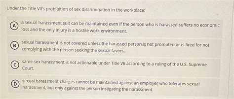 Solved Under The Title Vii S Prohibition Of Sex Chegg