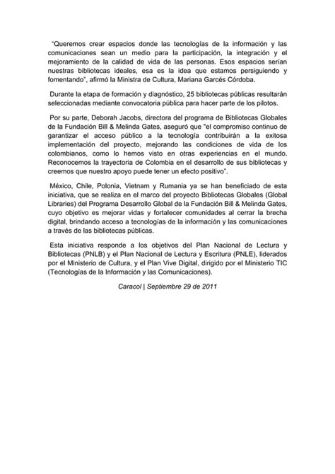 Bibliotecas Colombianas Reciben Donaci N Para La Apropiaci N De Tic Pdf