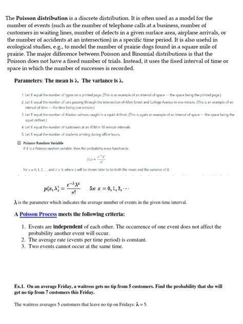 Poisson Distribution Examples | PDF