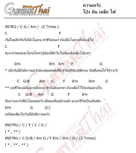 คอร์ด ความหวัง โป่ง หิน เหล็ก ไฟ คอร์ดเพลง กีตาร์