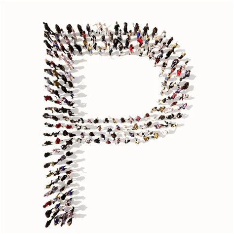 Concept Or Conceptual Large Community Of People Forming The Font P 3d