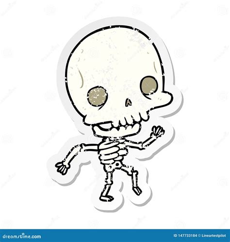 Distressed Sticker of a Cartoon Skeleton Stock Vector - Illustration of artwork, drawing: 147733184