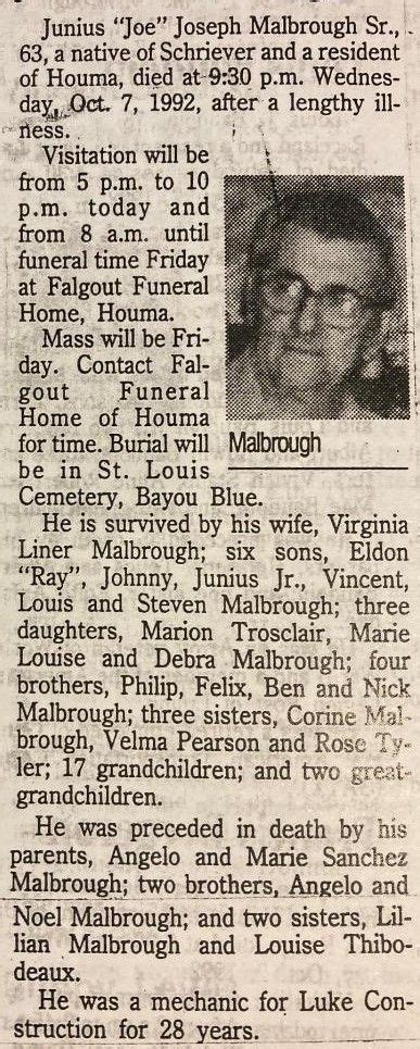 Junius Joseph Malbrough Sr 1929 1992 Find A Grave Memorial