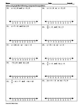 Writing Compound Inequalities Worksheet