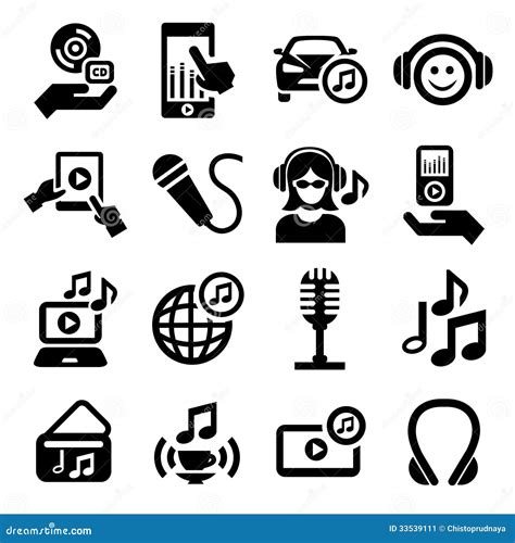 Music Icons Set Stock Vector Illustration Of Graphic 33539111