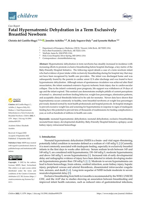 Pdf Fatal Hypernatremic Dehydration In A Term Exclusively Breastfed