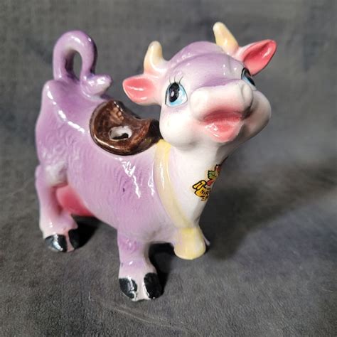 Purple Cow Figurine Etsy