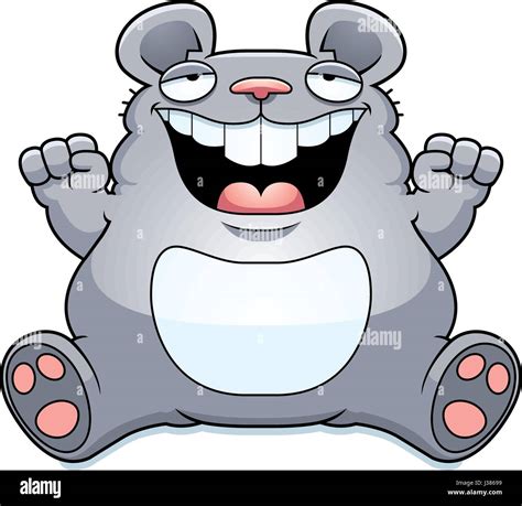 A cartoon illustration of a fat mouse smiling and sitting Stock Vector ...