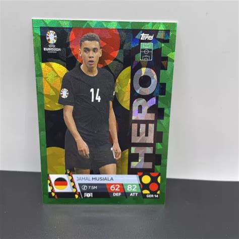 TOPPS UEFA EURO 2024 Jamal Musiala Hero No Ger 14 Mint Green Emerald 1