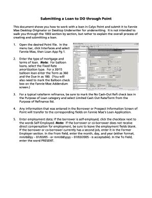 Fillable Online Submitting A Loan To Do Through Point Fax Email Print