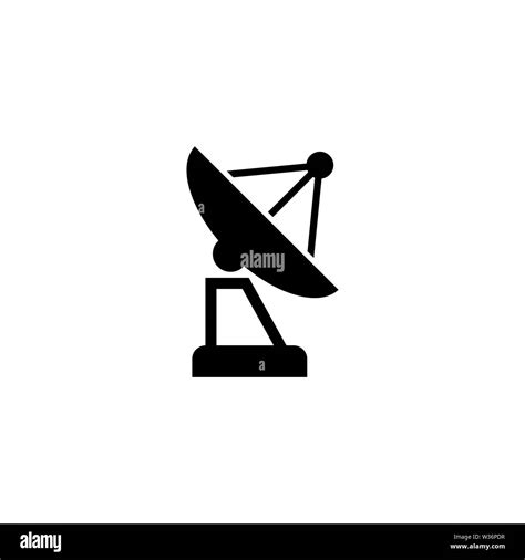 Satellite Antenna Flat Vector Icon Simple Black Symbol On White