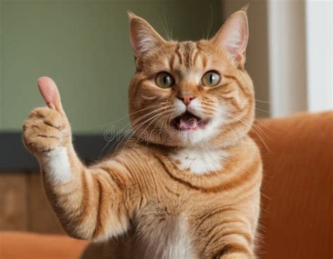 A Cat Is Giving A Thumbs Up Sign Stock Illustration Illustration Of