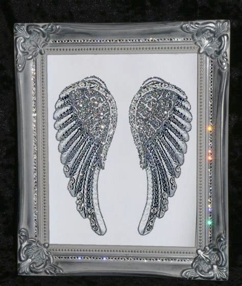 Sparkle Picture Silver angel Wings Glitter Wall | Etsy | Arte de pared ...