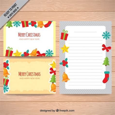 Tarjetas De Navidad Con Adornos Vector Gratis