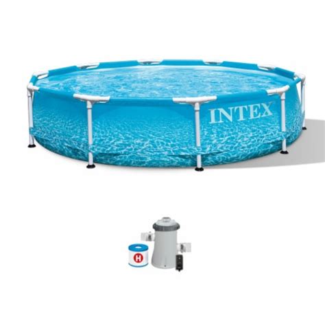 Intex 28207eh 10 X 30 Steel Metal Frame Beachside Swimming Pool W Filter Pump 1 Piece Qfc