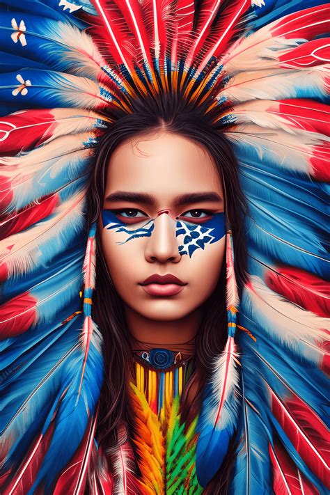 Beautiful American Flag Native Indian Graphic · Creative Fabrica