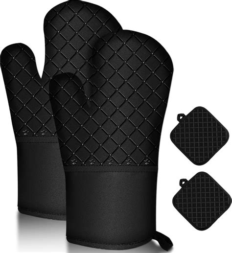 MEIJUBOL Ofenhandschuhe Topflappen Silikon 2er Set Verdicken Ofen Mitts