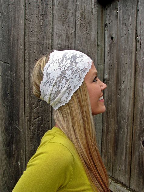 Wide Stretch Lace Headband In Ivory Cream Off White Etsy Lace