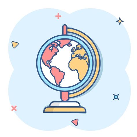 Icono De Mapa Mundial De Dibujos Animados De Vector En Estilo C Mico