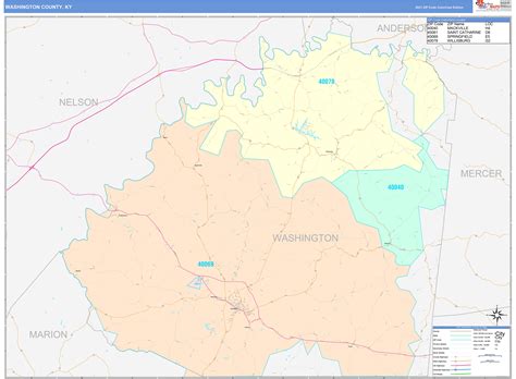 Washington County, KY Wall Map Color Cast Style by MarketMAPS ...