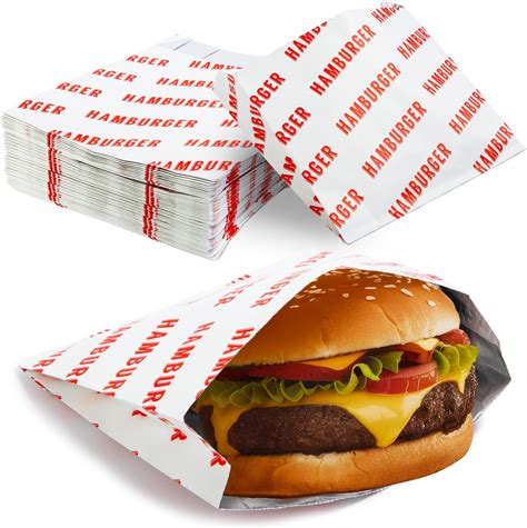 Retro Restaurant Grade Grease Proof Burger Wrappers 100 Pk