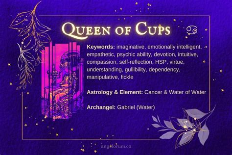 Queen Of Cups Angelic Tarot Card Meanings ⋆ Angelorum Tarot