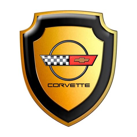 Chevrolet Corvette Silicone Sticker Gold Effect Coloured Logo | Domed ...