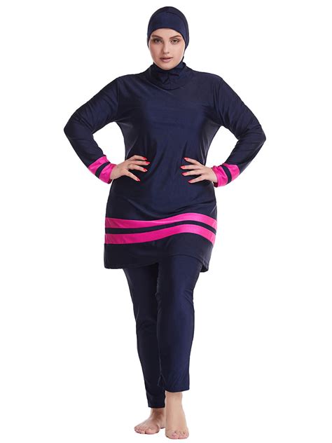 Muslimischer Badeanzug Schwarzer Burkini Langarm Nylon Strand Badeanzug