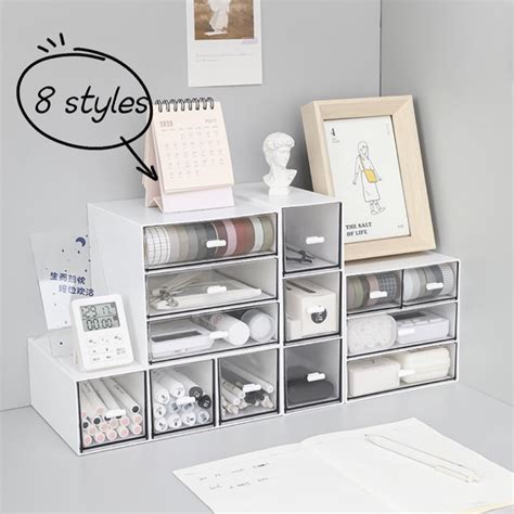 Stackable Desk Organizer Desktop Storage Box Stationery Drawer