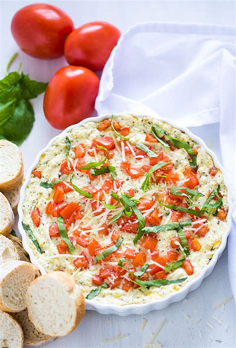 Hot Cheesy Caprese Dip The Blond Cook