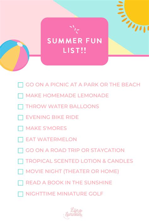 Summer Fun List Life Sprinkles By Taryn Camp