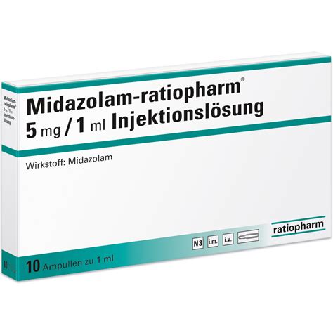 Midazolam Ratiopharm® 5 Mg1 Ml Injektionslösung Ratiopharm Gmbh