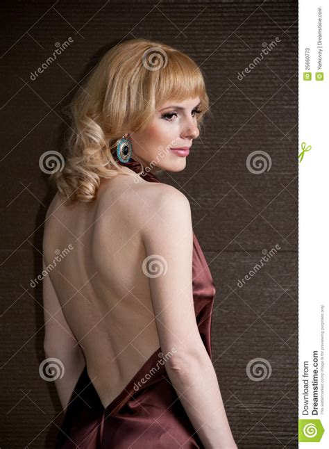 Pretty Confident Blonde Girl In Evening Dress Stock Image Image Of