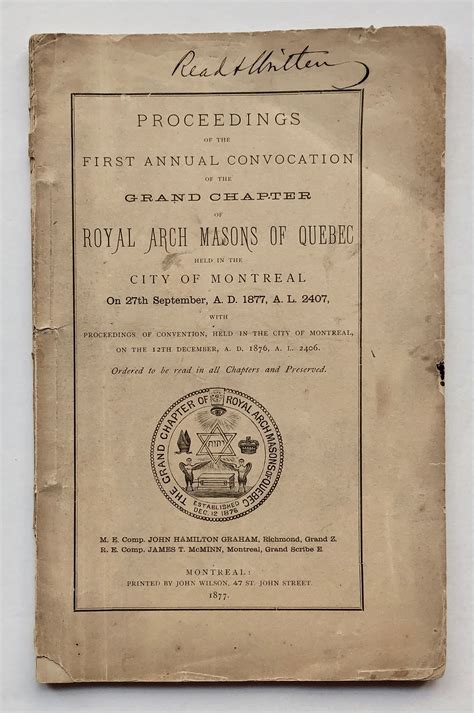 Proceedings Of The First Annual Convocation Of The Grand Chapter Of