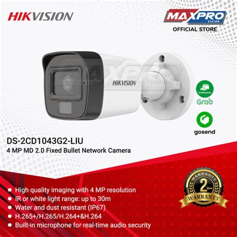 Jual DS 2CD1043G2 LIU HIKVISION IP CAMERA 4MP DUAL LIGHT BULLET AUDIO