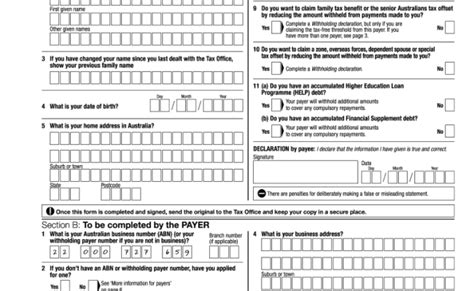 Tax File Number Declaration Forms Printable Form Templates And Letter