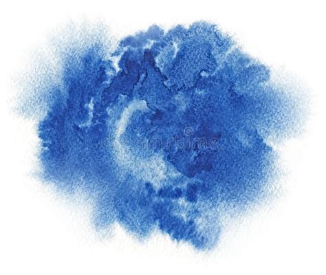 Watercolor Tache Bleue Abstraite Sur Le Papier Blanc D Aquarelle