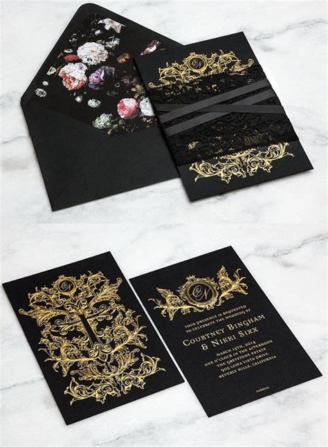 Black Gold Wedding Invitations